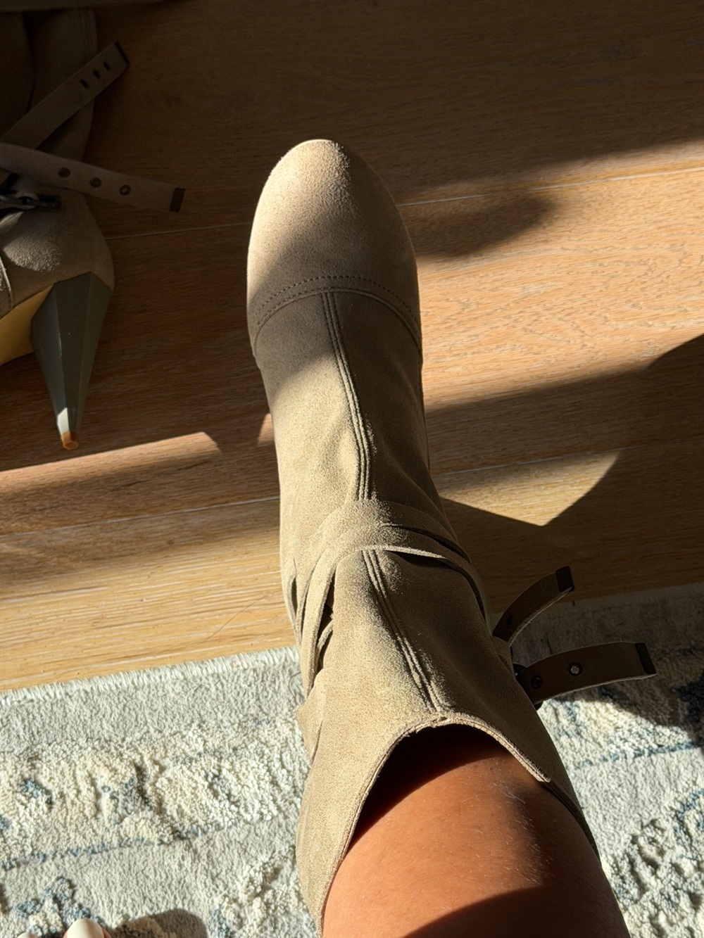 Stella McCartney Suede Mid-Calf Buckled Stiletto Boot in Taupe - Picture 8 of 8